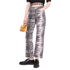 Ganni tiger print bootcut Betzy cropped jean.